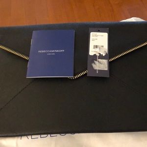 NWT Rebecca Minkoff Leo Saffiano Clutch Bag Black